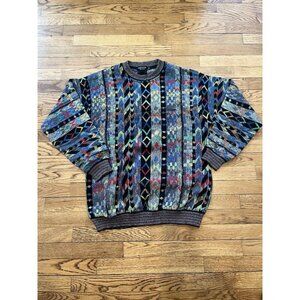 Riscatto Sweater Men's M Multicolor Crew Neck Italy Made Designer Vintage 90s
